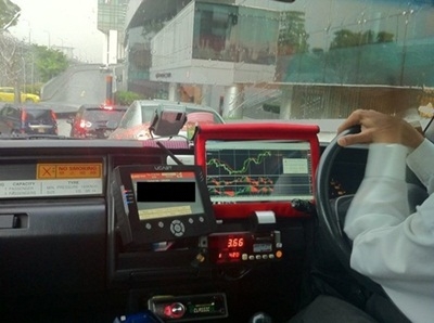 Xe taxi được thiết kế bảng điện tử để theo dõi thị trường chứng khoán