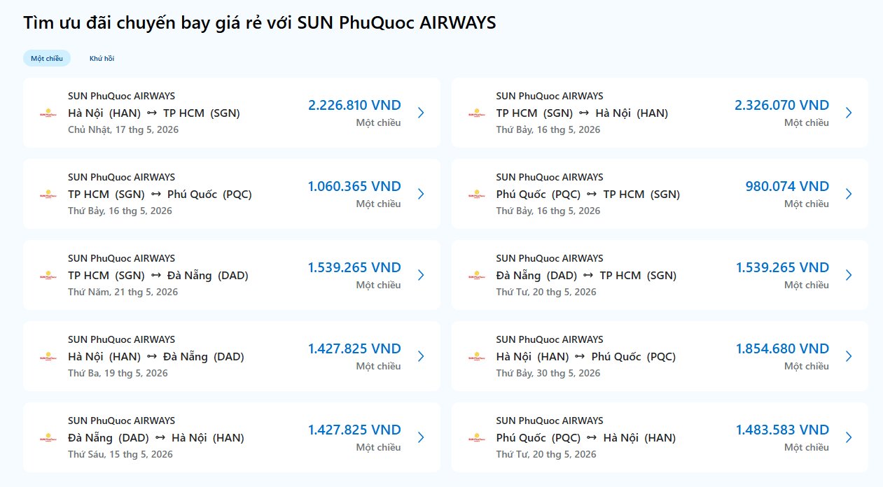 So sánh giá vé trước khi đặt